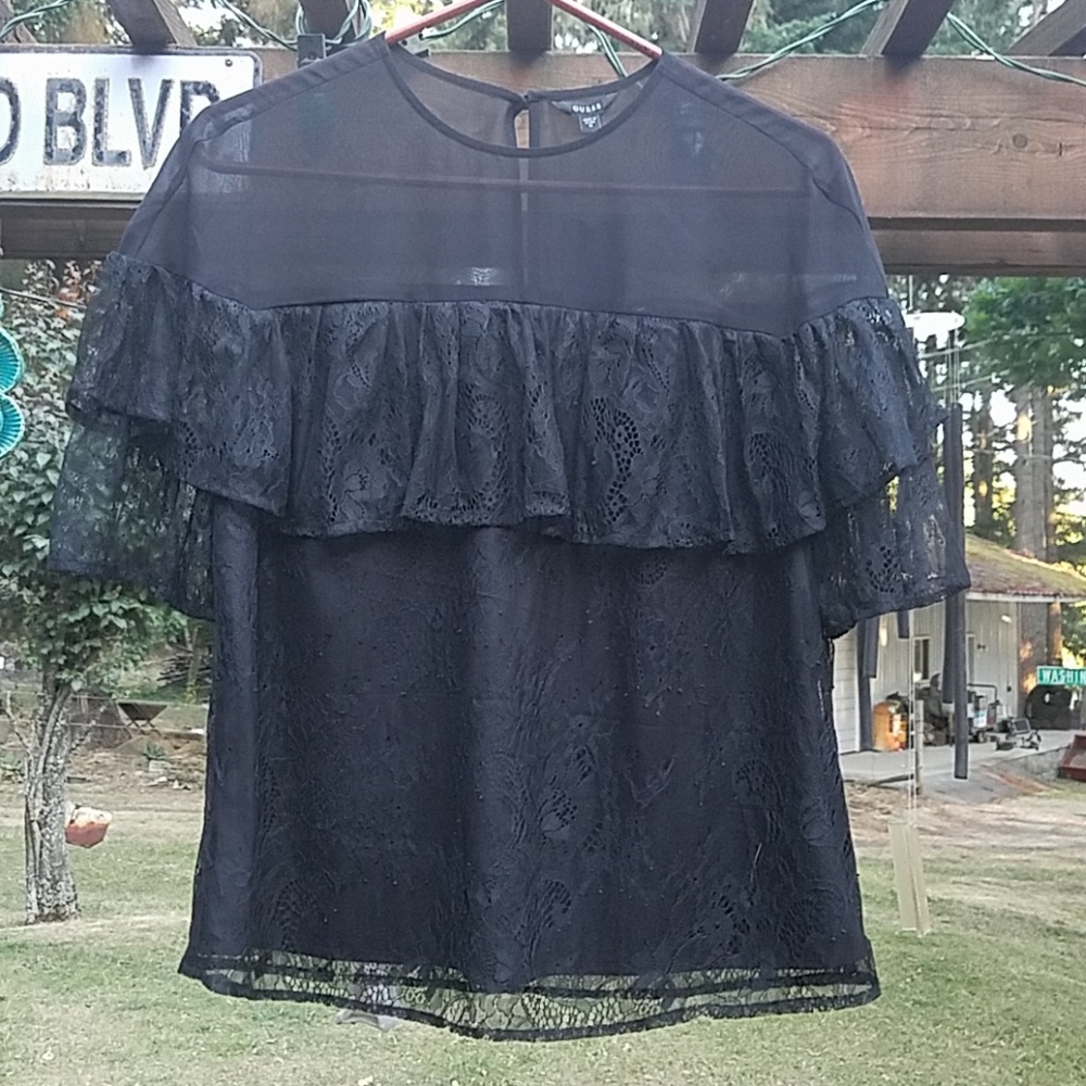 NWT Guess - Black Lace Top - Size Medium